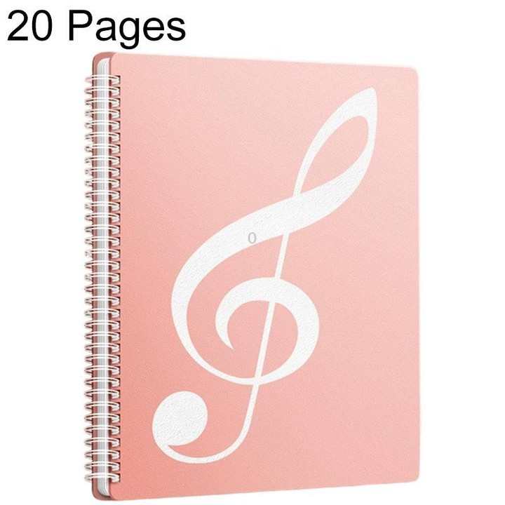 Expandable Non-reflective Piano Music Sheet Binder Folder, Pink 20 Pages with Index Tabs & Pen