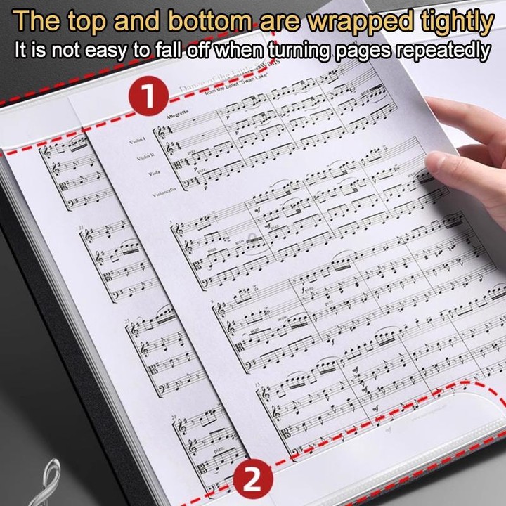 Expandable Non-reflective Piano Music Sheet Binder Folder, Black 40 Pages with Index Tabs&Pen&Musical Staff