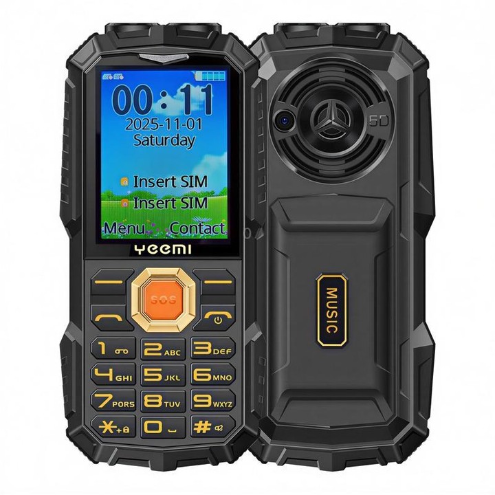 YEEMI Q5 4G Elder Rugged Phone, 16800mAh Battery, 2.4 inch, 21 Keys, Network: 4G, LED Flashlight, Dual SIM(Black)
