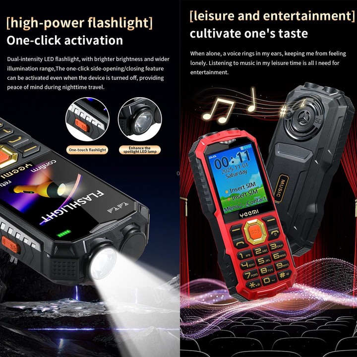 YEEMI Q5 4G Elder Rugged Phone, 16800mAh Battery, 2.4 inch, 21 Keys, Network: 4G, LED Flashlight, Dual SIM(Green)