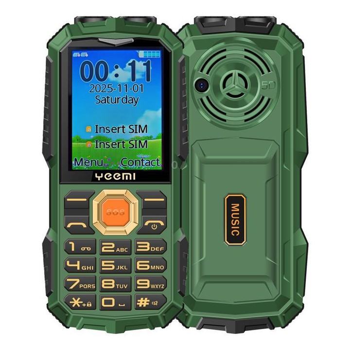 YEEMI Q5 4G Elder Rugged Phone, 16800mAh Battery, 2.4 inch, 21 Keys, Network: 4G, LED Flashlight, Dual SIM(Green)