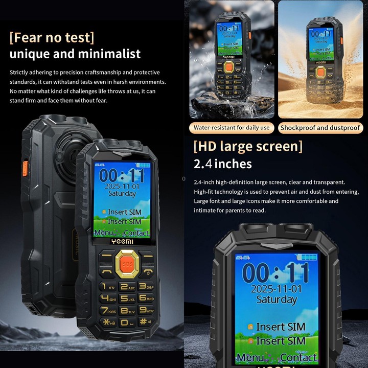 YEEMI Q5 4G Elder Rugged Phone, 16800mAh Battery, 2.4 inch, 21 Keys, Network: 4G, LED Flashlight, Dual SIM(Green)