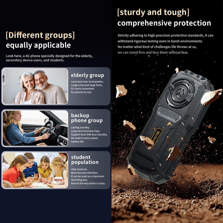 YEEMI Q5 4G Elder Rugged Phone, 16800mAh Battery, 2.4 inch, 21 Keys, Network: 4G, LED Flashlight, Dual SIM(Red)