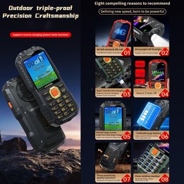 YEEMI Q5 4G Elder Rugged Phone, 16800mAh Battery, 2.4 inch, 21 Keys, Network: 4G, LED Flashlight, Dual SIM(Red)
