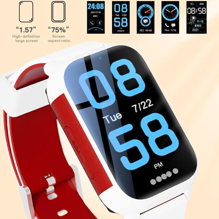 FA96 1.57-inch Screen 4G Network GPS Tracking Kids Smart Watch(White Red)