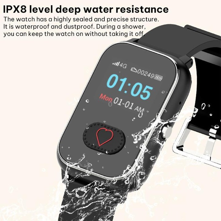 FA96S 1.0-inch Screen 4G Network GPS Tracking Elderly Care Smart Watch, Model:American Version(Black)