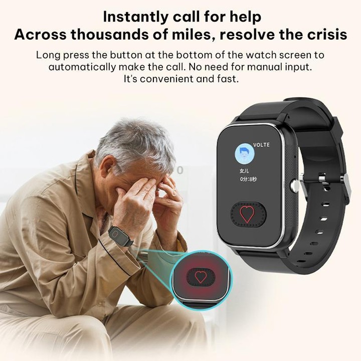 FA96S 1.0-inch Screen 4G Network GPS Tracking Elderly Care Smart Watch, Model:American Version(Black)