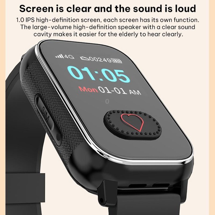 FA96S 1.0-inch Screen 4G Network GPS Tracking Elderly Care Smart Watch, Model:American Version(Black)