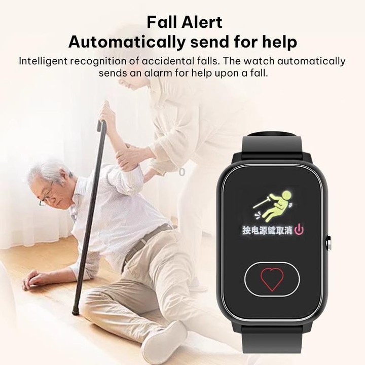 FA96S 1.0-inch Screen 4G Network GPS Tracking Elderly Care Smart Watch, Model:American Version(Black)