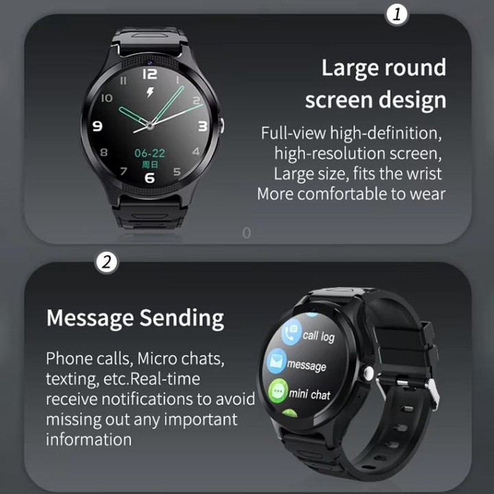 FA103 1.28-inch Screen 4G Network GPS Tracking Kids Smart Watch(Black)