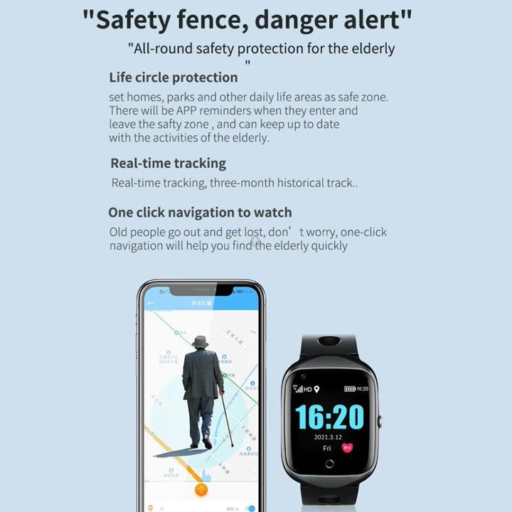 FA66S 1.3-inch Screen 4G Network GPS Tracking Elderly Smart Watch Support Heart Rate / Blood Pressure Monitoring, Model:American