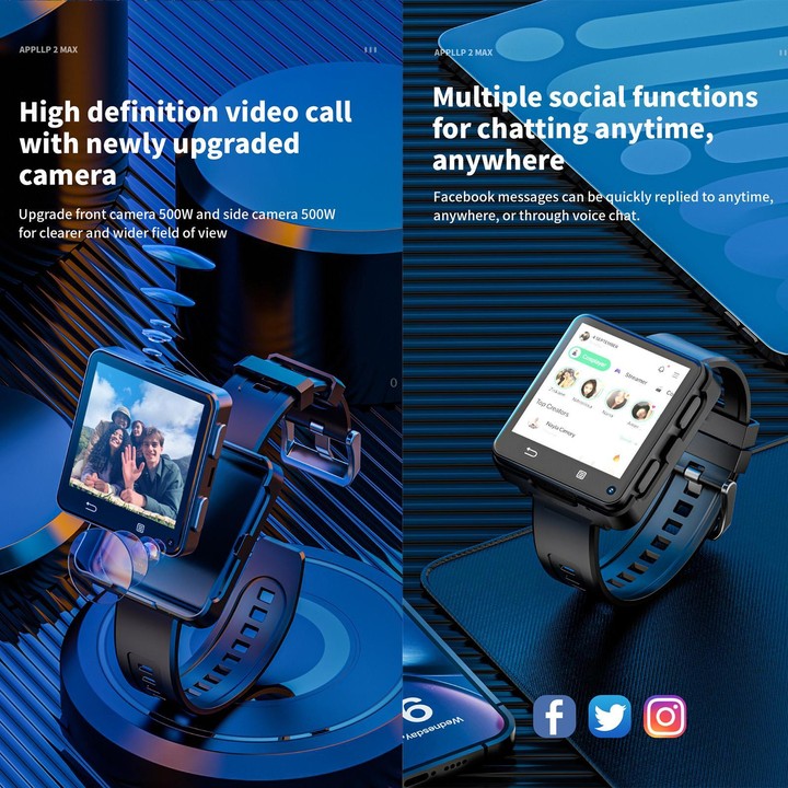 LOKMAT APPLLP 2 Max 4G Smart Watch, 2.64 inch MTK6761 Quad Core, 4GB+64GB, Android 11.0, GPS, Video Call(Black)