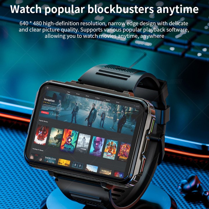LOKMAT APPLLP 5 Max 4G Smart Watch, 4GB+64GB, 2.4 inch MT6762 + PAR2822 Octa Core, Android 10.7, Heart Rate, Video Call(Black)