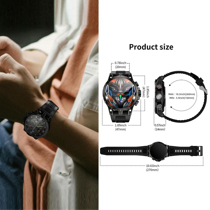 LOKMAT APPLLP 4 4G Smart Watch, 1.58 inch SC8541E Quad Core, 3GB+32GB, Android 8.1, GPS, Heart Rate, Blood Oxygen, Blood Pressur