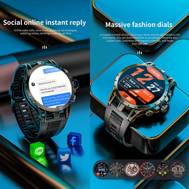LOKMAT APPLLP 4 4G Smart Watch, 1.58 inch SC8541E Quad Core, 3GB+32GB, Android 8.1, GPS, Heart Rate, Blood Oxygen, Blood Pressur