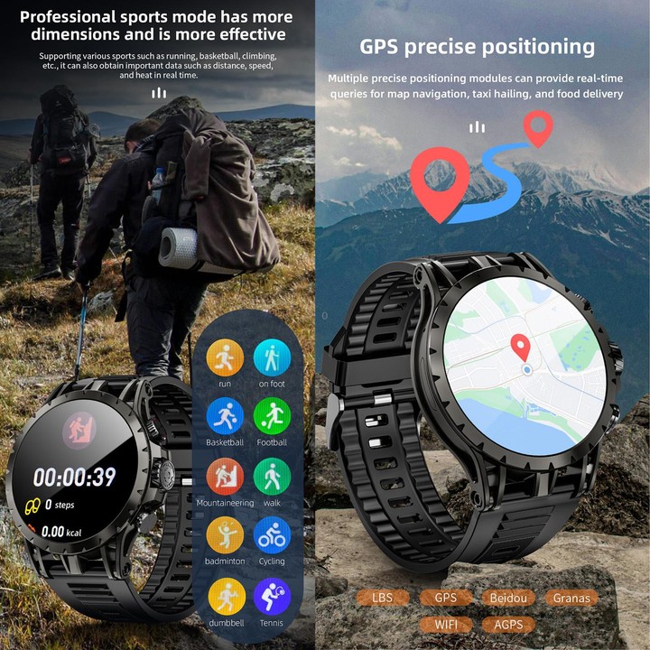 LOKMAT APPLLP 4 4G Smart Watch, 1.58 inch SC8541E Quad Core, 3GB+32GB, Android 8.1, GPS, Heart Rate, Blood Oxygen, Blood Pressur