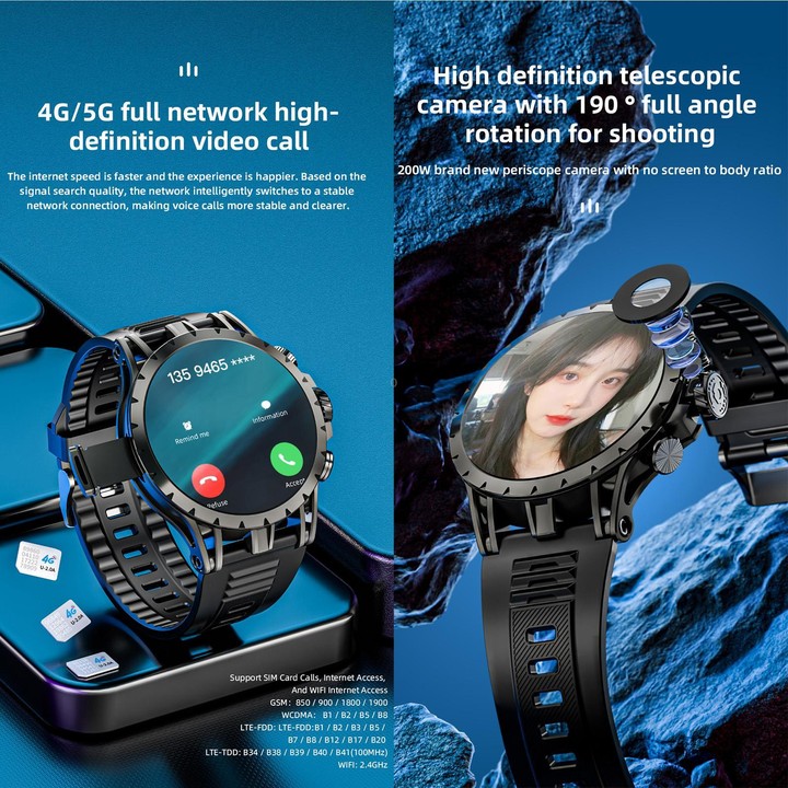 LOKMAT APPLLP 4 4G Smart Watch, 1.58 inch SC8541E Quad Core, 3GB+32GB, Android 8.1, GPS, Heart Rate, Blood Oxygen, Blood Pressur