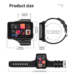 LOKMAT APPLLP Max 4G Smart Watch, 6GB+128GB, 2.88 inch MT6765 Octa Core, Android 11, Heart Rate, Video Call(Black)
