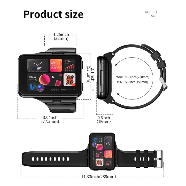 LOKMAT APPLLP Max 4G Smart Watch, 6GB+128GB, 2.88 inch MT6765 Octa Core, Android 11, Heart Rate, Video Call(Silver)