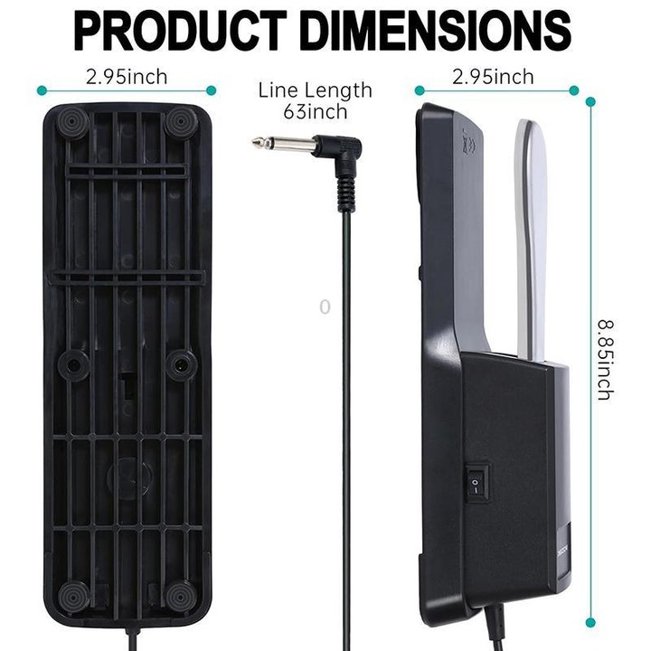 6.35mm Connector Piano Sustain Pedal MIDI Synthesizer Pedal, Cable Length: 1.85m(Black)