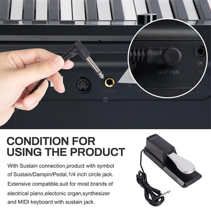 6.35mm Connector Piano Sustain Pedal MIDI Synthesizer Pedal, Cable Length: 1.85m(Black)