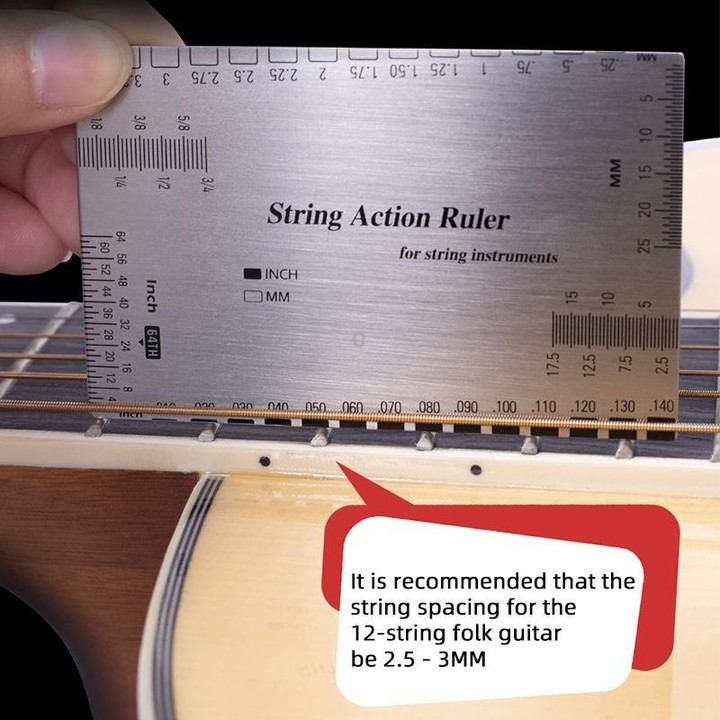 Stainless Steel Guitar String Action Ruler Gauge(Silver)