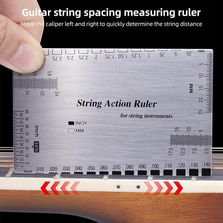 Stainless Steel Guitar String Action Ruler Gauge(Silver)