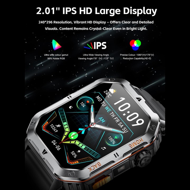 QS39 2.01 inch BT5.3 Sports Smart Watch, Support Voice Call / Sleep / Heart Rate / Blood Oxygen / Blood Pressure Health Monitor(