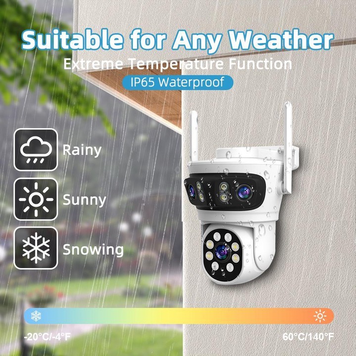RH-TC3L 3MP Triple Lens HD Outdoor PTZ Security Dome Camera(UK Plug)
