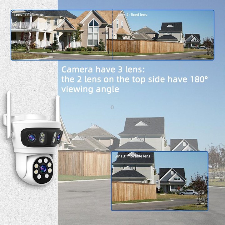 RH-TC3L 3MP Triple Lens HD Outdoor PTZ Security Dome Camera(UK Plug)