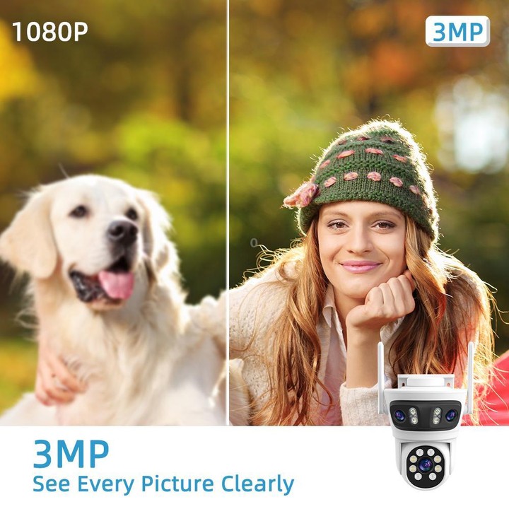 RH-TC3L 3MP Triple Lens HD Outdoor PTZ Security Dome Camera(UK Plug)