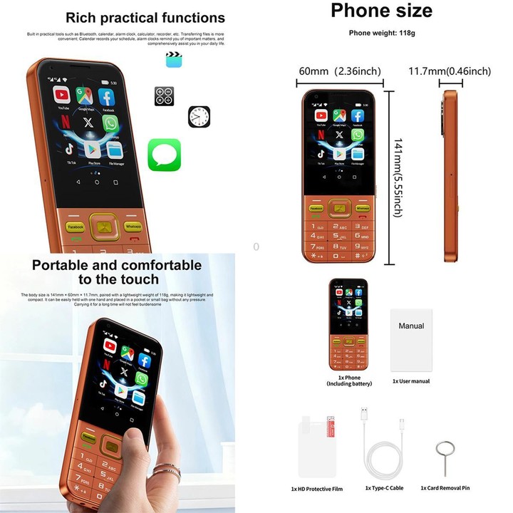 A001 / 17MP, 2GB+16GB, 2.8 inch Android 8.1 MTK6737 Quad Core, Network: 4G, Dual SIM(Orange)
