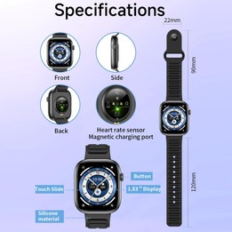 QS12 1.83 inch BT5.3 Sports Smart Watch, Support Sleep / Heart Rate / Blood Oxygen Health Monitor(Blue)