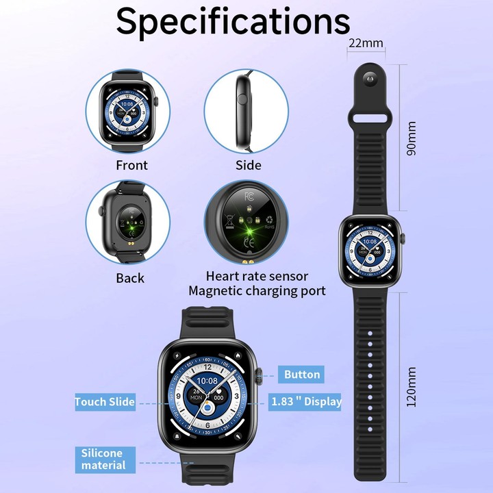 QS12 1.83 inch BT5.3 Sports Smart Watch, Support Sleep / Heart Rate / Blood Oxygen Health Monitor(Blue)