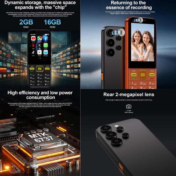 A001 / 25MP, 2GB+16GB, 2.8 inch Android 8.1 MTK6737 Quad Core, Network: 4G, Dual SIM(Black)