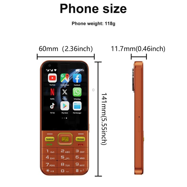 A001 / 25MP, 2GB+16GB, 2.8 inch Android 8.1 MTK6737 Quad Core, Network: 4G, Dual SIM(Orange)