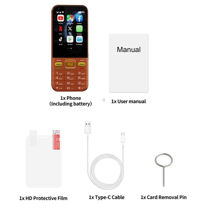 A001 / 25MP, 2GB+16GB, 2.8 inch Android 8.1 MTK6737 Quad Core, Network: 4G, Dual SIM(Orange)