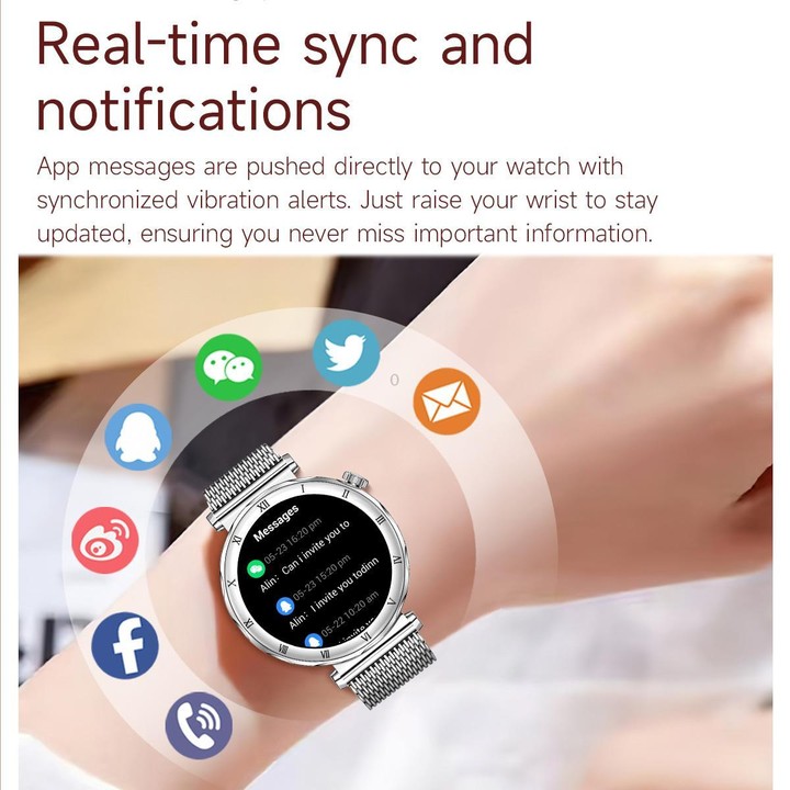 QS22 1.19-inch AMOLED Display Women Smart Sports Watch(Gold Case Pink Silicone Strap)