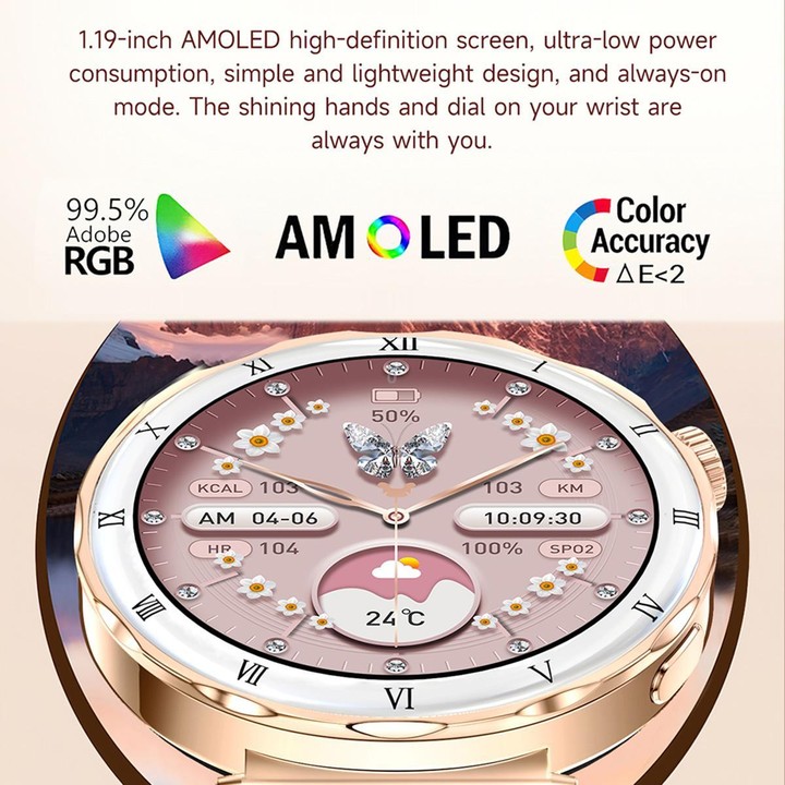 QS22 1.19-inch AMOLED Display Women Smart Sports Watch(Silver Case Steel Strap)