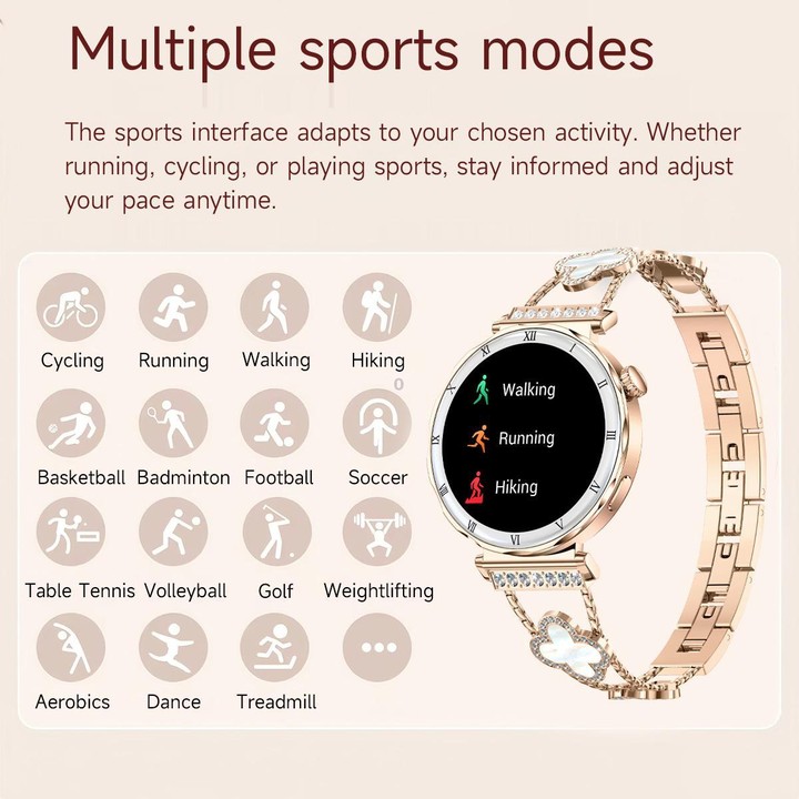 QS22 1.19-inch AMOLED Display Women Smart Sports Watch(Silver Case Steel Strap)