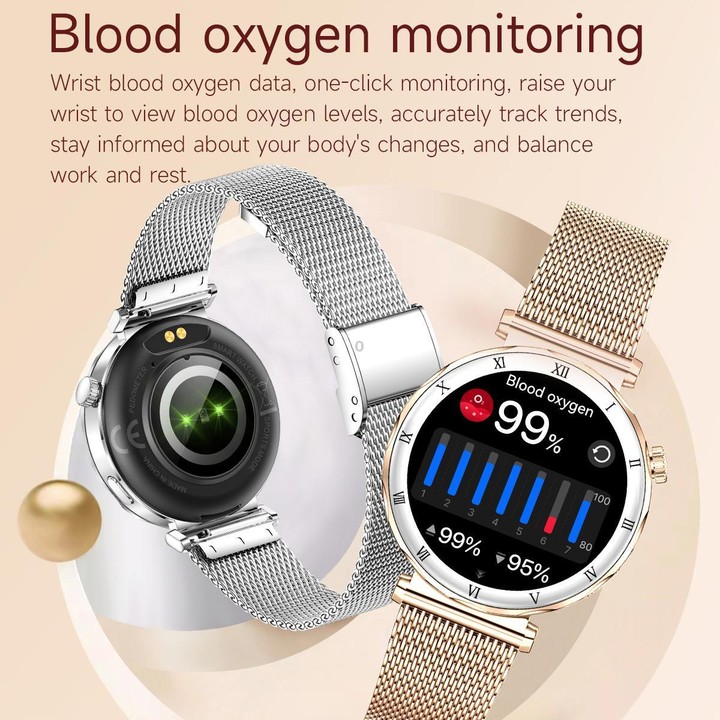 QS22 1.19-inch AMOLED Display Women Smart Sports Watch(Silver Case Steel Strap)