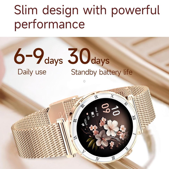 QS22 1.19-inch AMOLED Display Women Smart Sports Watch(Gold Case White Silicone Strap)