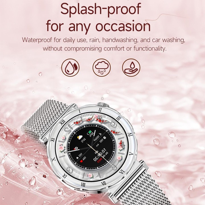 QS22 1.19-inch AMOLED Display Women Smart Sports Watch(Gold Case White Silicone Strap)