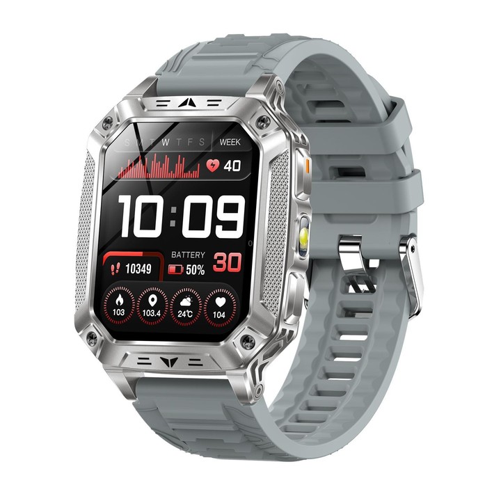QS86 2.01-inch Smart Watch, Support BT Call, Heart Rate, Blood Oxygen(Steel Grey Silicone Band)