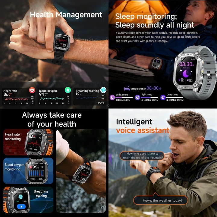 QS86 2.01-inch Smart Watch, Support BT Call, Heart Rate, Blood Oxygen(Steel Grey Silicone Band)
