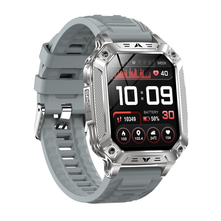 QS86 2.01-inch Smart Watch, Support BT Call, Heart Rate, Blood Oxygen(Steel Grey Silicone Band)