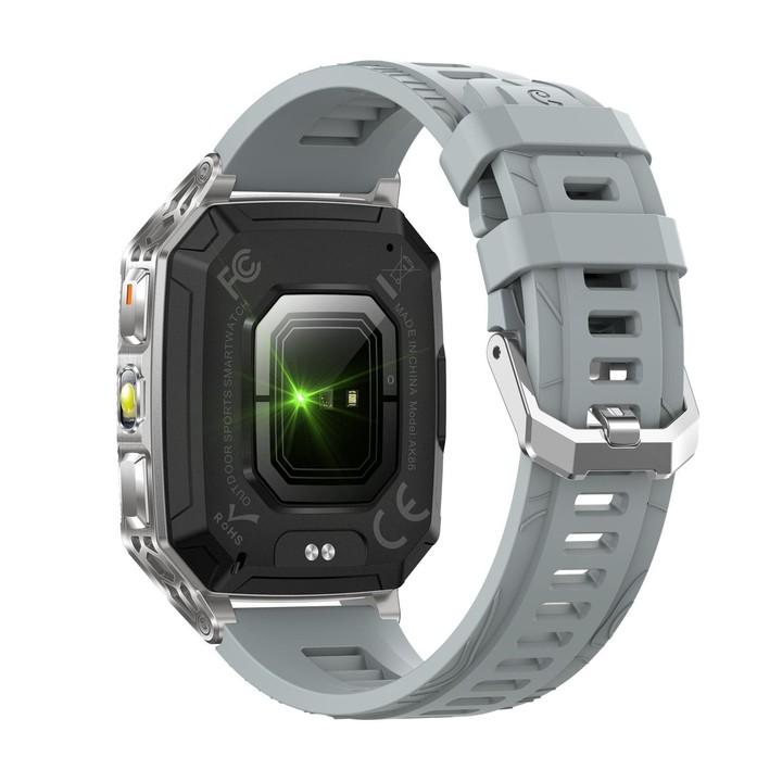 QS86 2.01-inch Smart Watch, Support BT Call, Heart Rate, Blood Oxygen(Steel Grey Silicone Band)