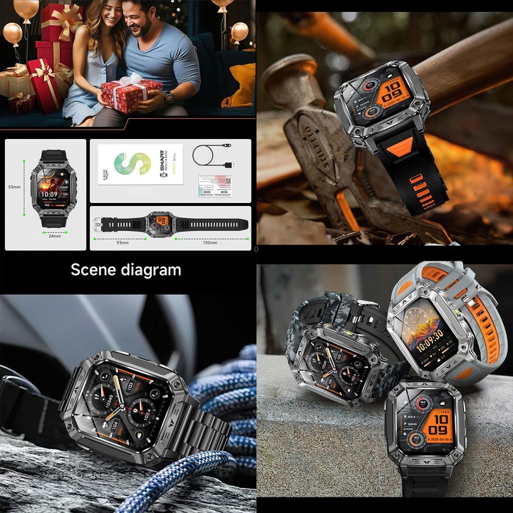 QS86 2.01-inch Smart Watch, Support BT Call, Heart Rate, Blood Oxygen(Steel Grey Silicone Band)