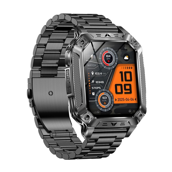 QS86 2.01-inch Smart Watch, Support BT Call, Heart Rate, Blood Oxygen(Steel Black Steel Strap)