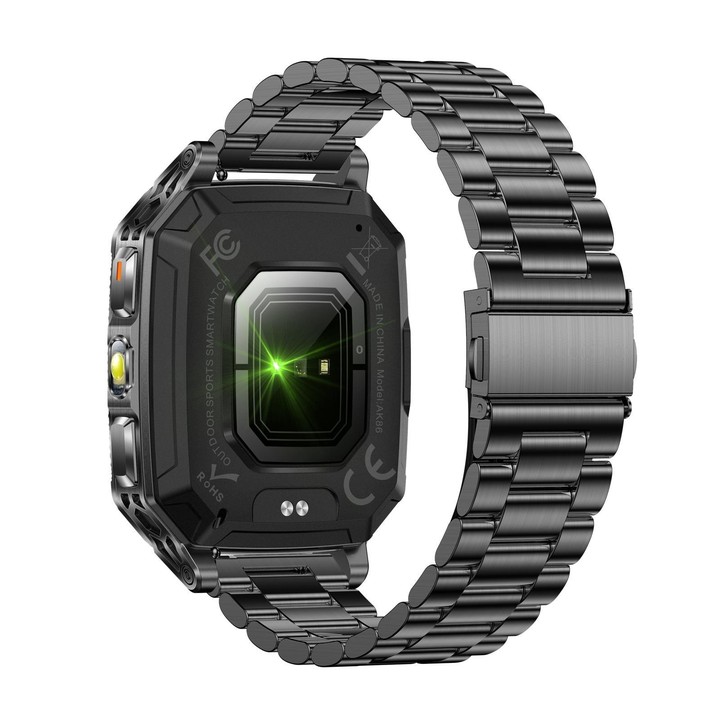 QS86 2.01-inch Smart Watch, Support BT Call, Heart Rate, Blood Oxygen(Steel Black Steel Strap)